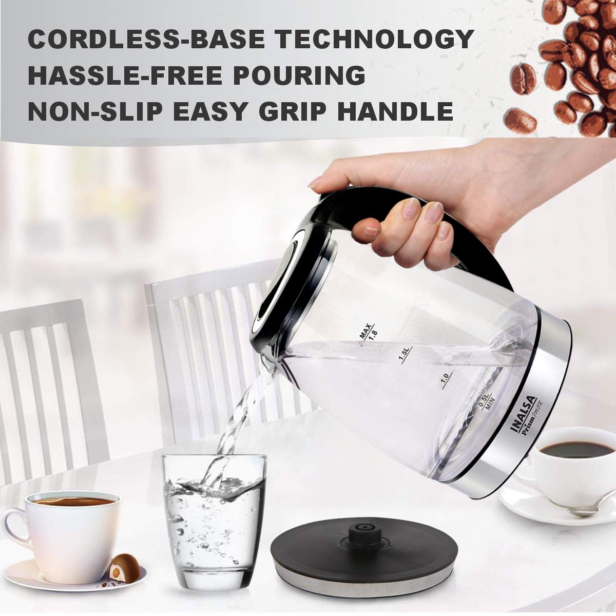 INALSA Electric Kettle for Hot Water 1.8 L Capacity